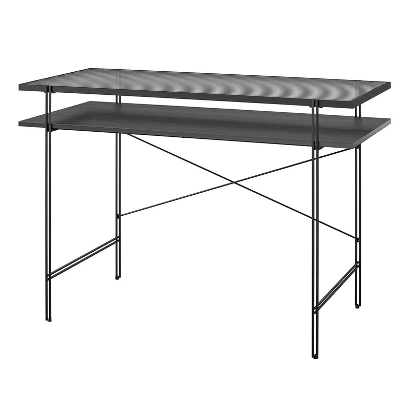 Vance - Computer Desk With Fluted Glass Desktop - Black by Unique Piece Furniture