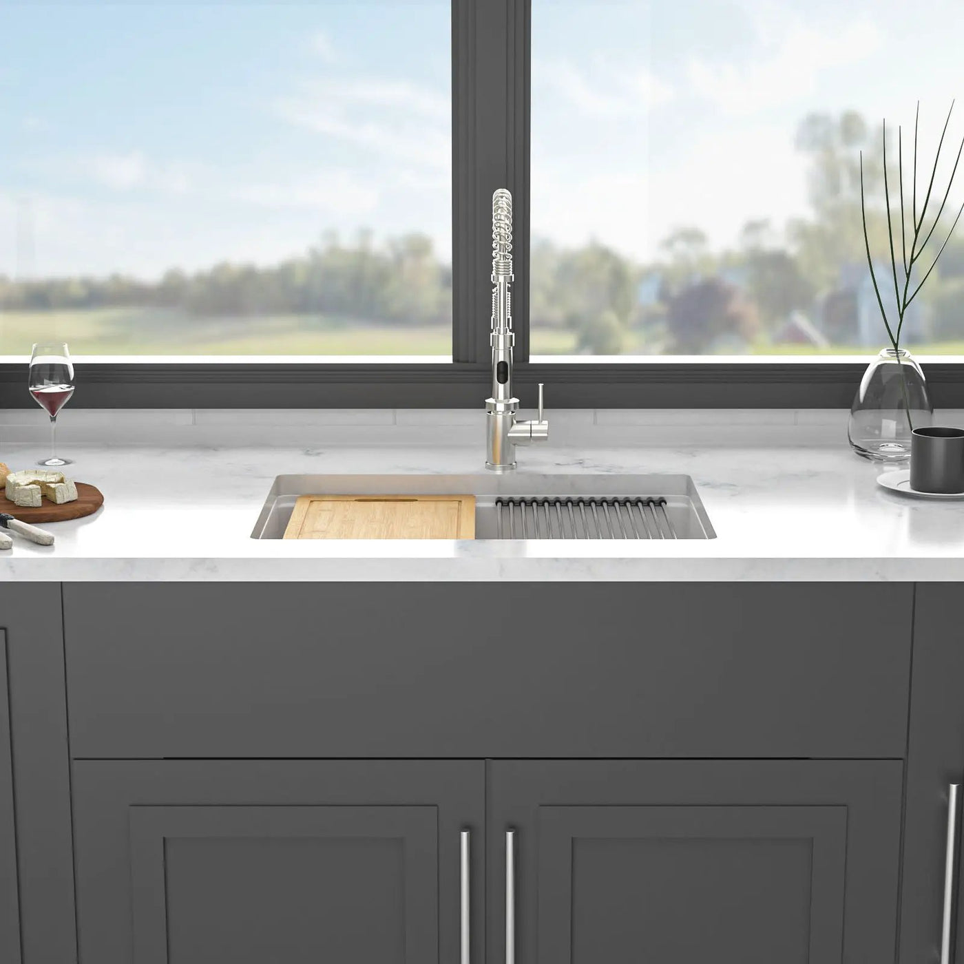 Quartz Kitchen Sink, Composite Workstation, Undermount by HouseOfZazla