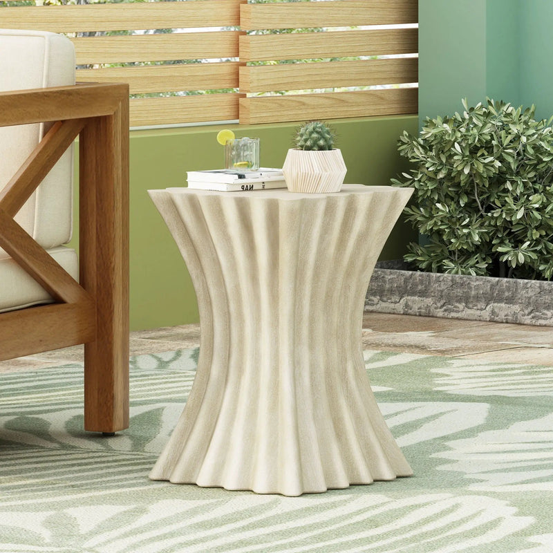 Mgo Archaistic Wavy Side Table - Antique Sandstone by HouseOfZazla