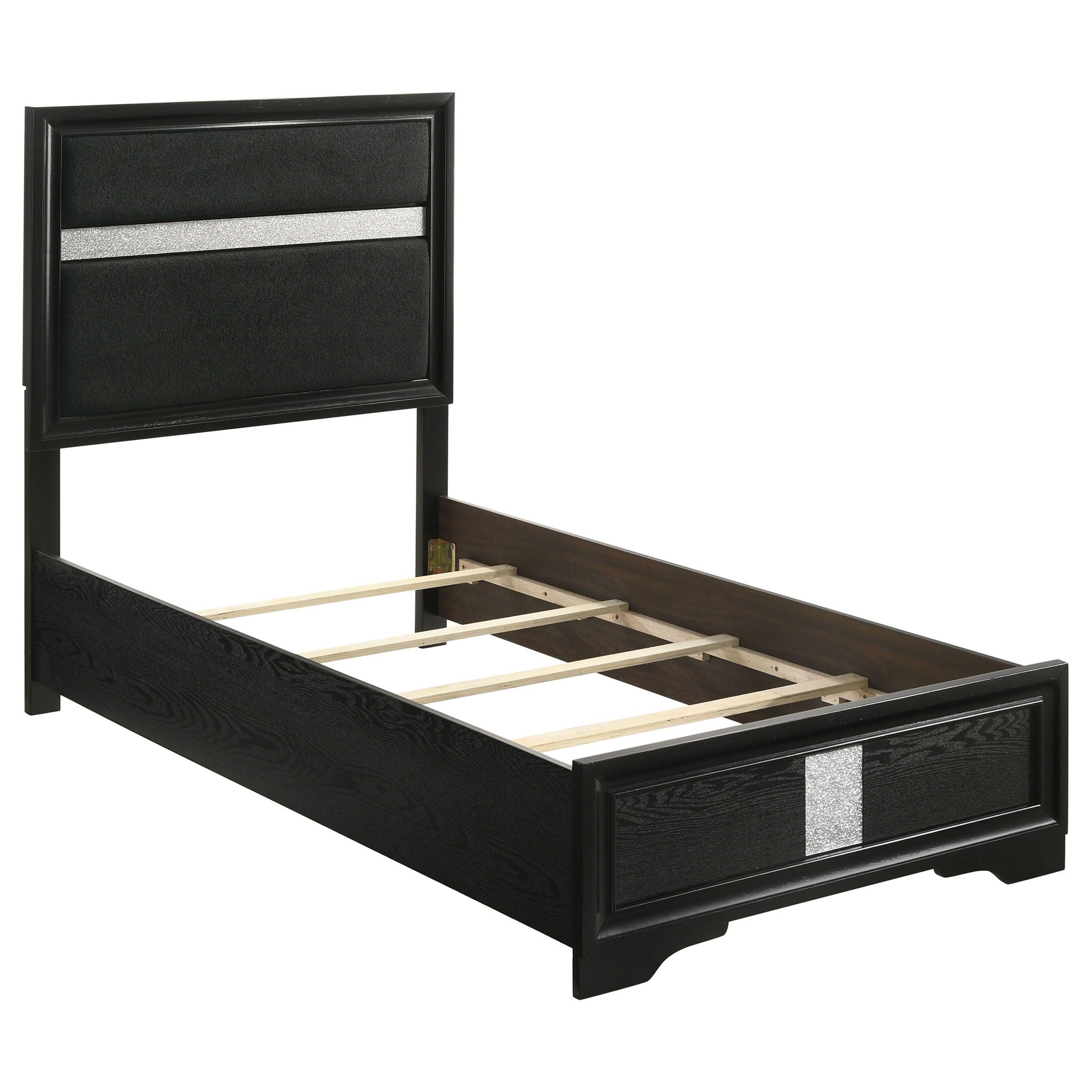 Miranda 54-inch Upholstered Twin Panel Bed Black by Unique Piece Furniture