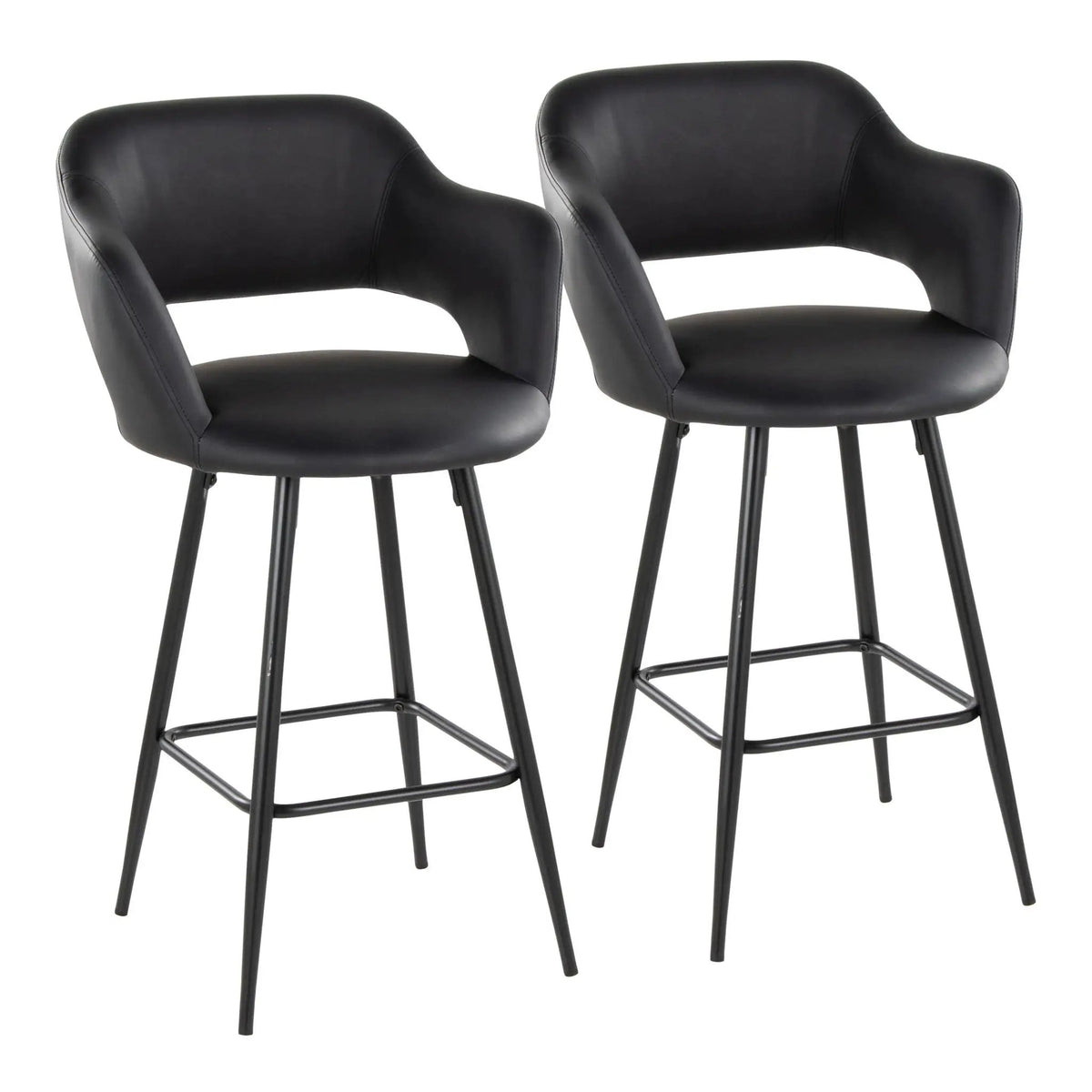 Margarite - Contemporary Fixed Height Counter Stool With Square Footrest (Set of 2) by HouseOfZazla