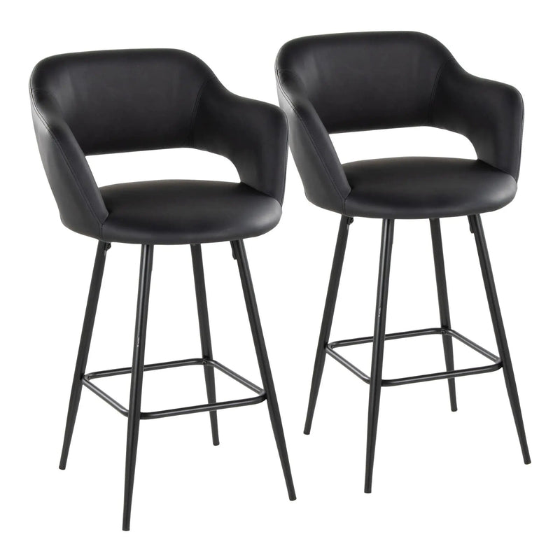 Margarite - Contemporary Fixed Height Counter Stool With Square Footrest (Set of 2) by HouseOfZazla