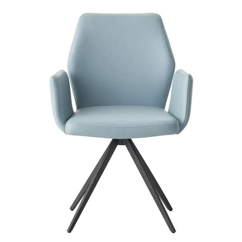 Segismunda - Arm Chair With Swivel - Light Blue Leather & Black by Unique Piece Furniture