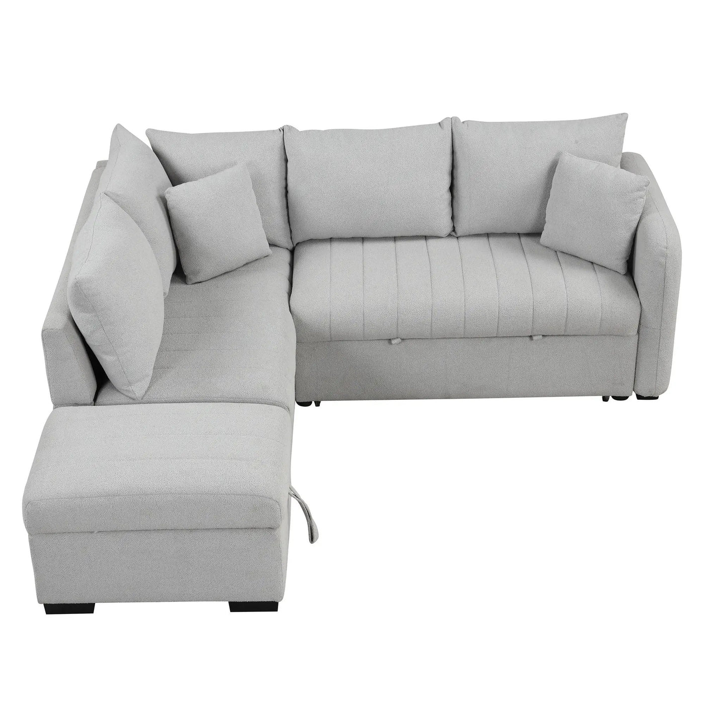 L-Shaped Sectional Pull Out Sofa Bed Sleeper Sofa With Two USB Ports, Two Power Sockets And A Movable Storage Ottoman by HouseOfZazla