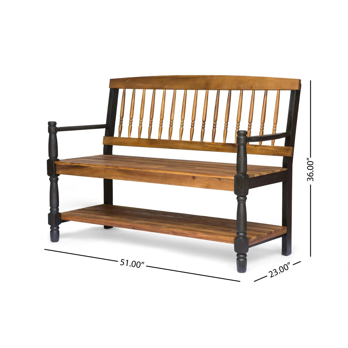 Slatted Bench With Built In Shelf by HouseOfZazla