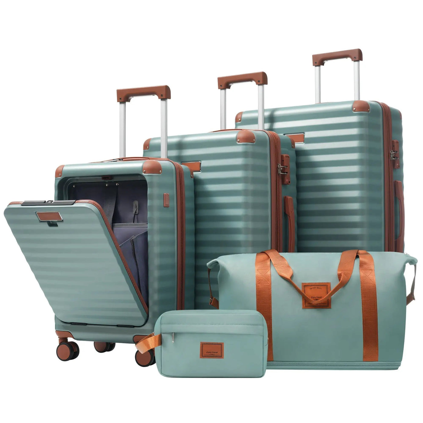 Deluxe 5-Piece Hard-Side Luggage Set with USB and TSA Locks by HouseOfZazla