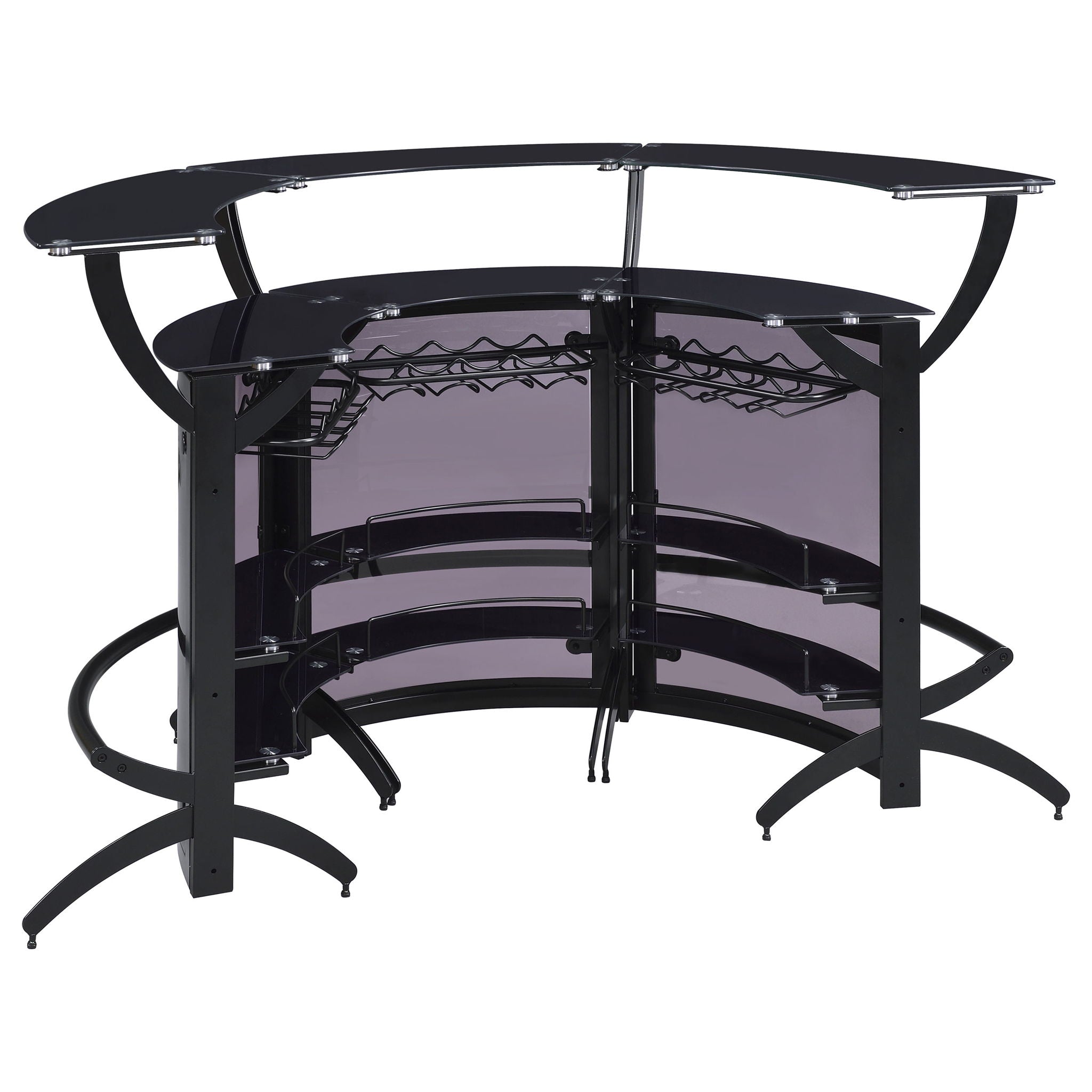 Elaina - 3 Piece Curved Freestanding Home Bar - Black by HouseOfZazla