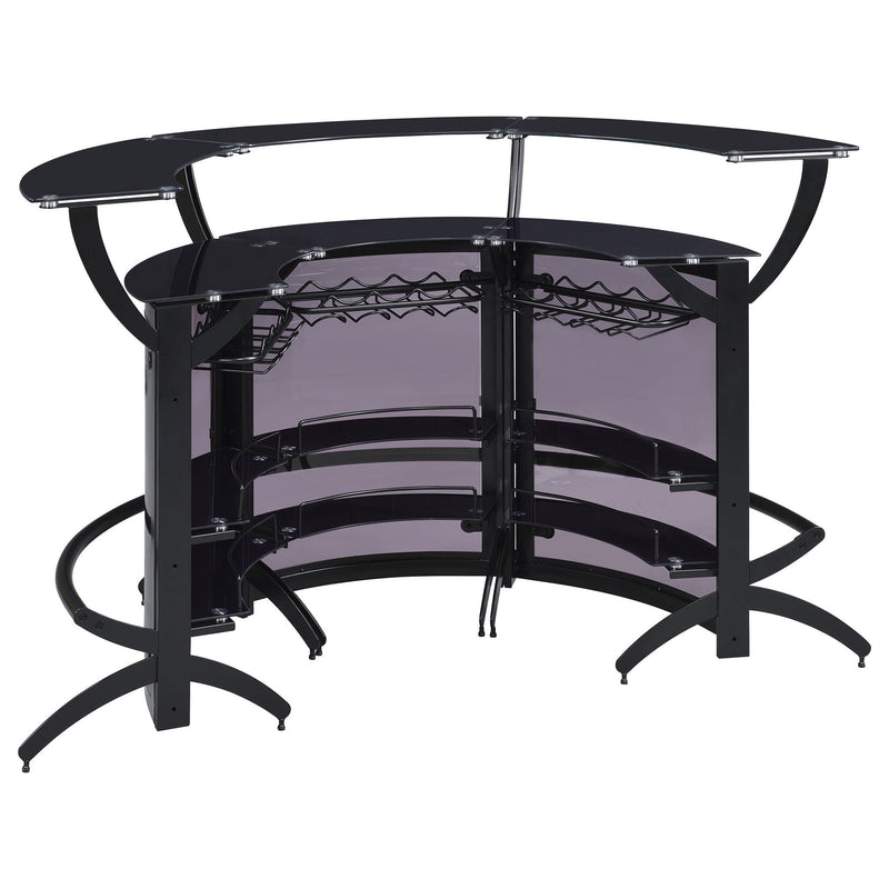 Elaina - 3 Piece Curved Freestanding Home Bar - Black by HouseOfZazla