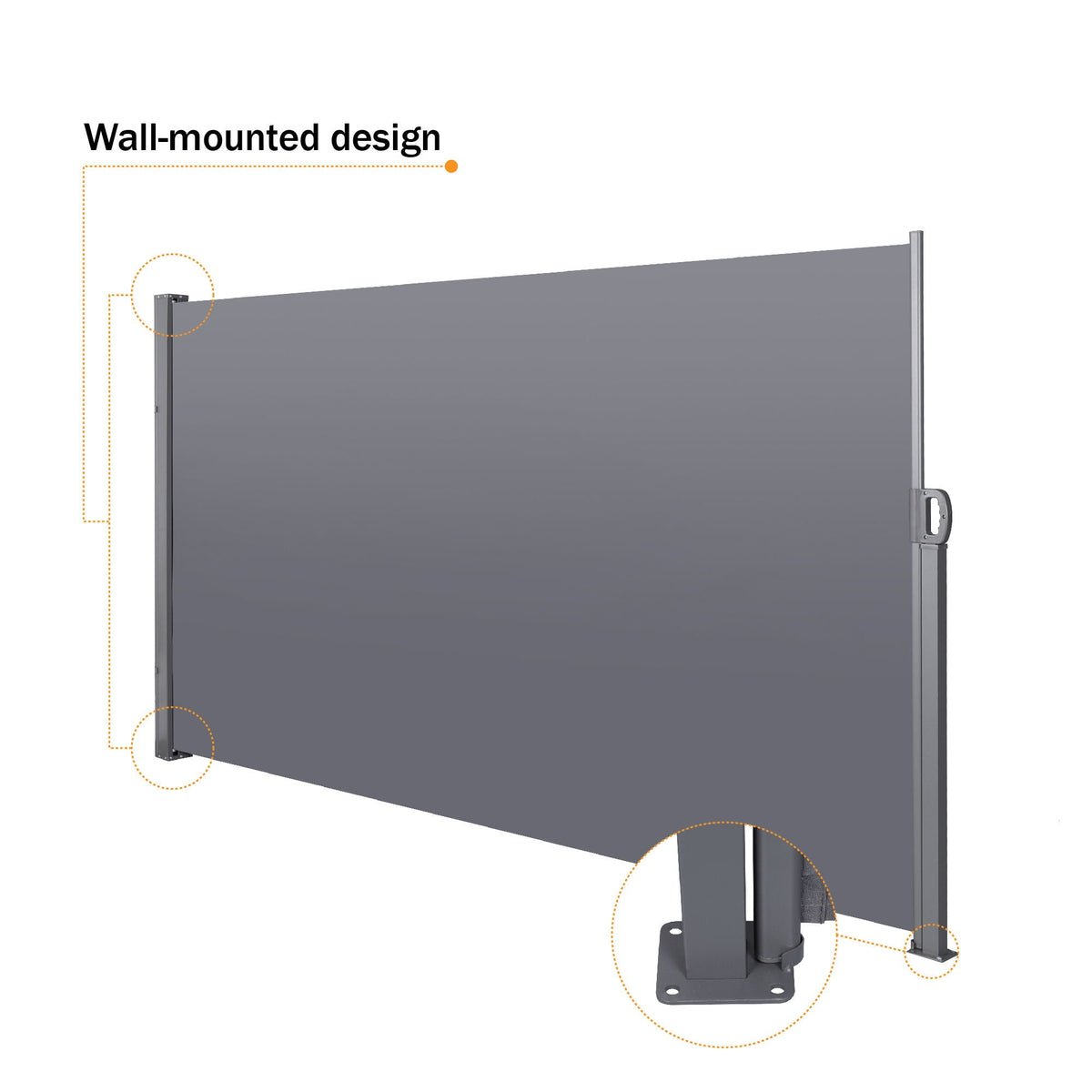 Retractable Side Screen Awning with UV Resistance - Dark Gray, photo 8 of 15