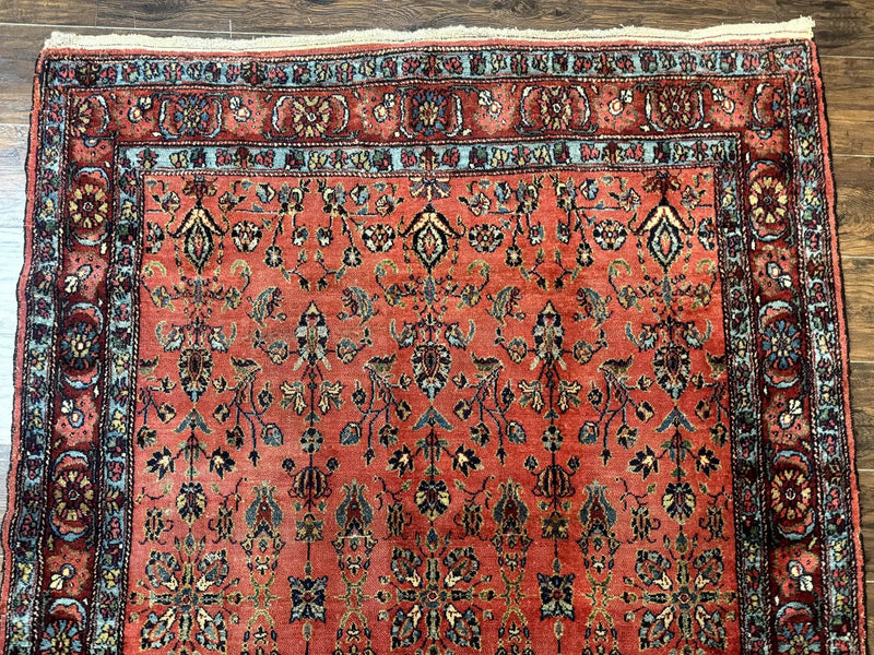 Antique Persian Tribal Rug 5 x 6.6, Tomato Red, Hamadan Angelas Rug by Jewel Rugs