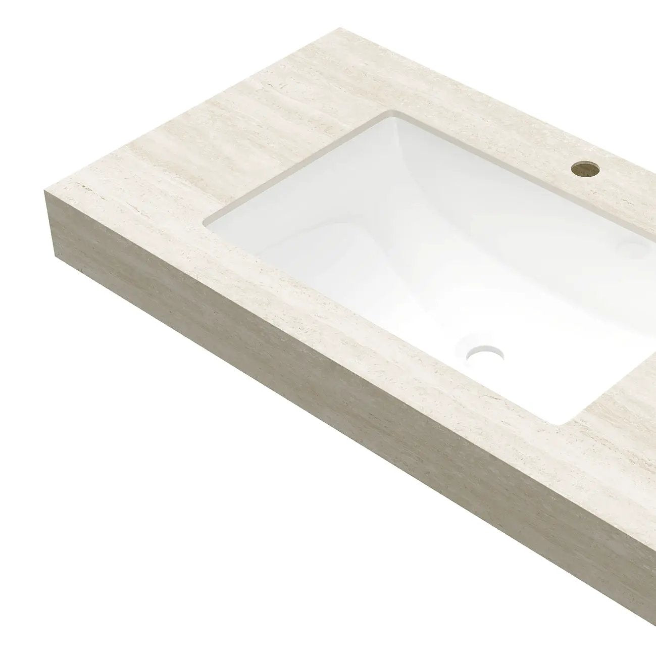 36" Roma Travertine-Pattern Sintered Stone Countertop with Undermount Ceramic Basin by HouseOfZazla