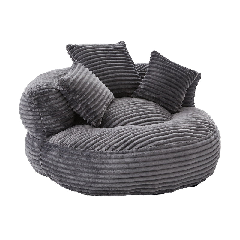 Oversized Bean Bag Chair With 3 Pillows & Armrest - Dark Gray by HouseOfZazla
