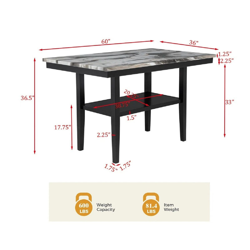 5 Piece Counter Dining Set With Table, Chairs - Black / Brown by HouseOfZazla