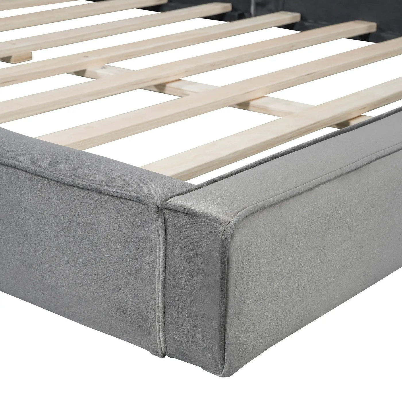 Upholstered Platform Bed, Grounded Bed With Solid Frame by HouseOfZazla