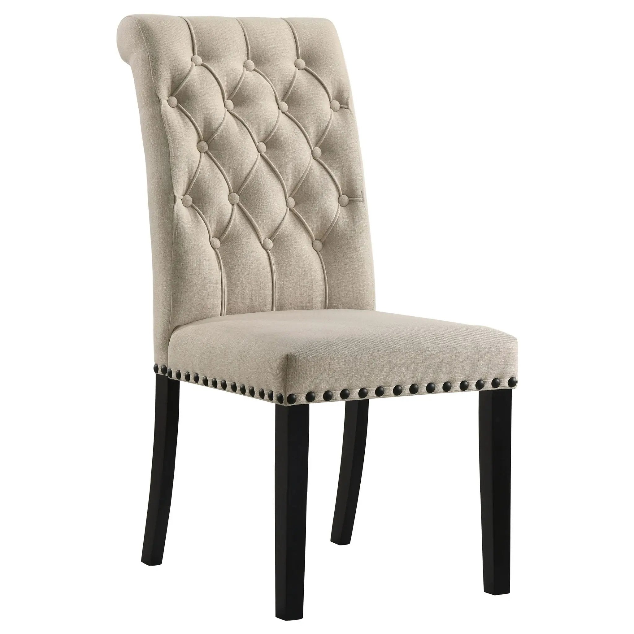 Alana Fabric Upholstered Dining Side Chair Beige (Set of 2) by Unique Piece Furniture