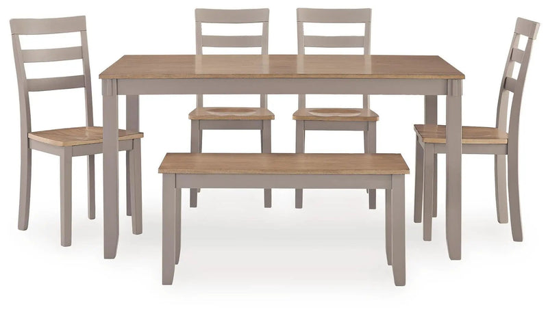Harperfeld - Dining Room Table Set (Set of 6) - Natural / Gray by Unique Piece Furniture
