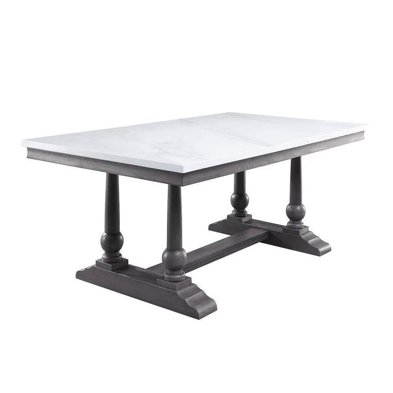 Yabeina - Dining Table - Marble Top Top & Gray Oak by Unique Piece Furniture
