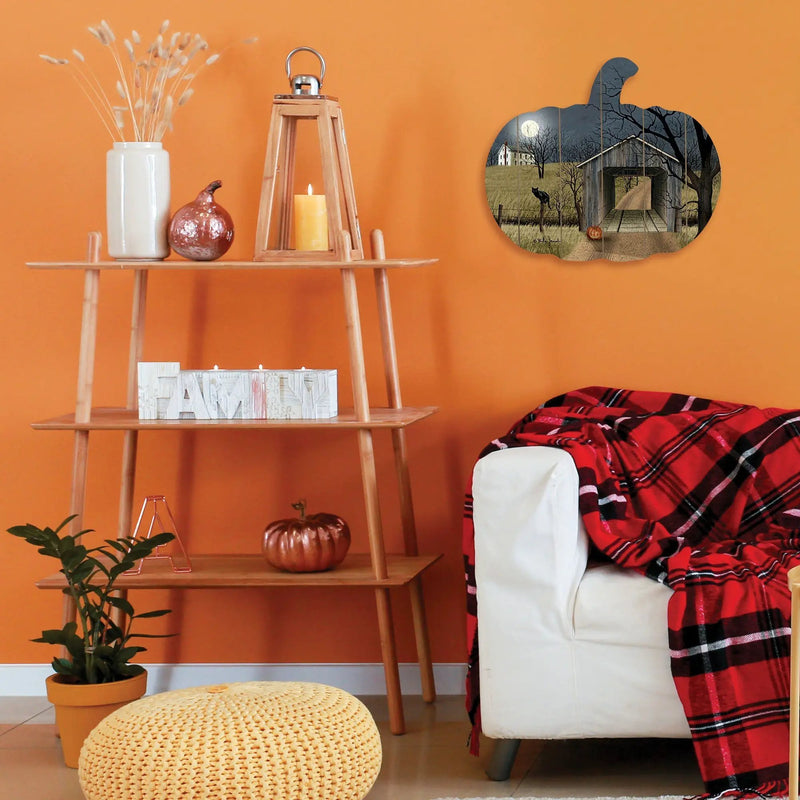 Sleepy Hollow Bridge Printed Wooden Pumpkin Wall Art by HouseOfZazla