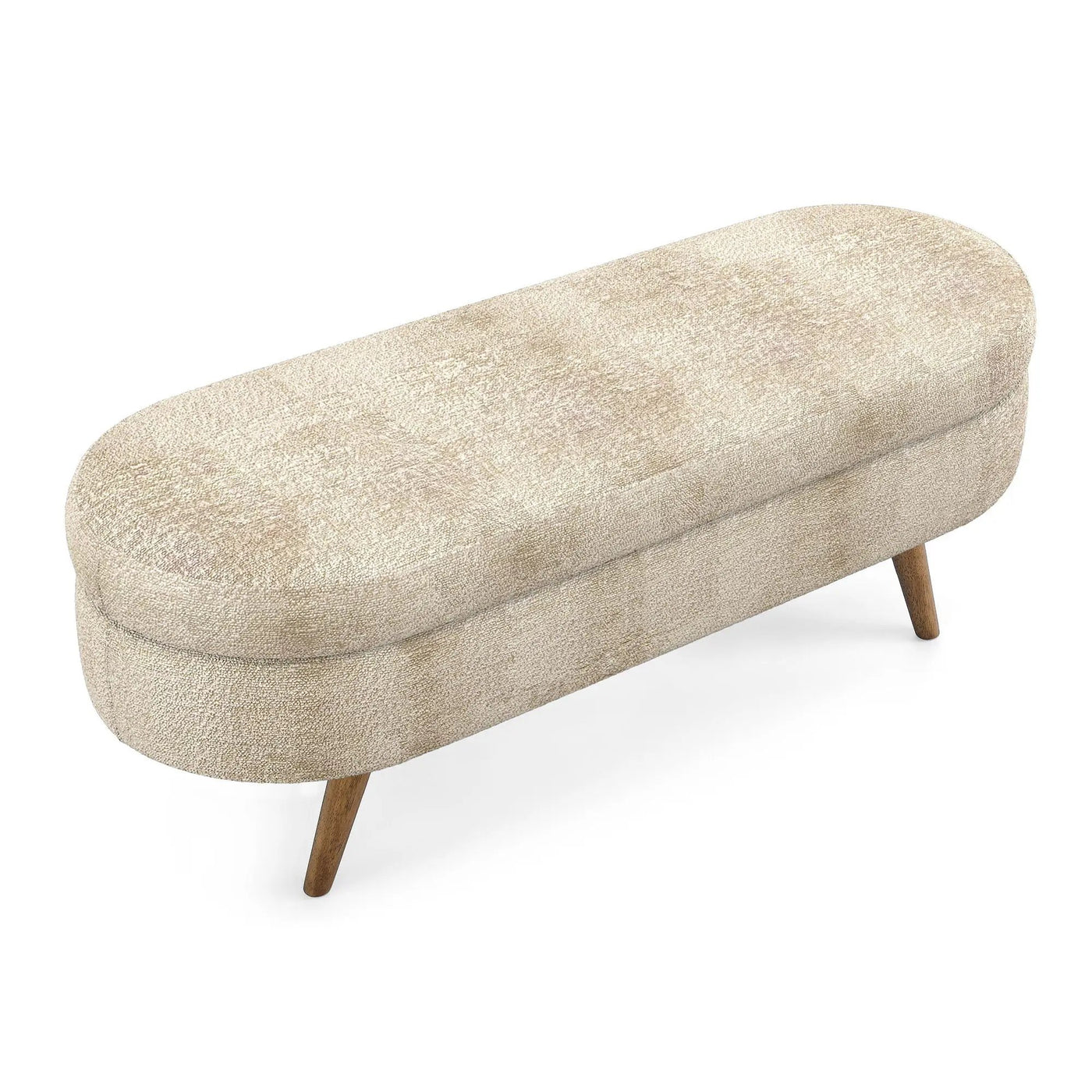 Modern Ottoman Oval Storage Bench With Rubber Wood Legs by HouseOfZazla
