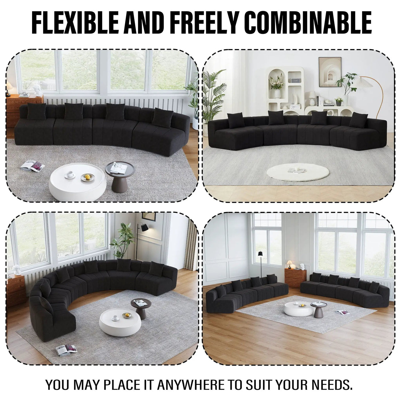 Modular Sectional Sofa With 2 Pillows, Symmetrical Design by HouseOfZazla