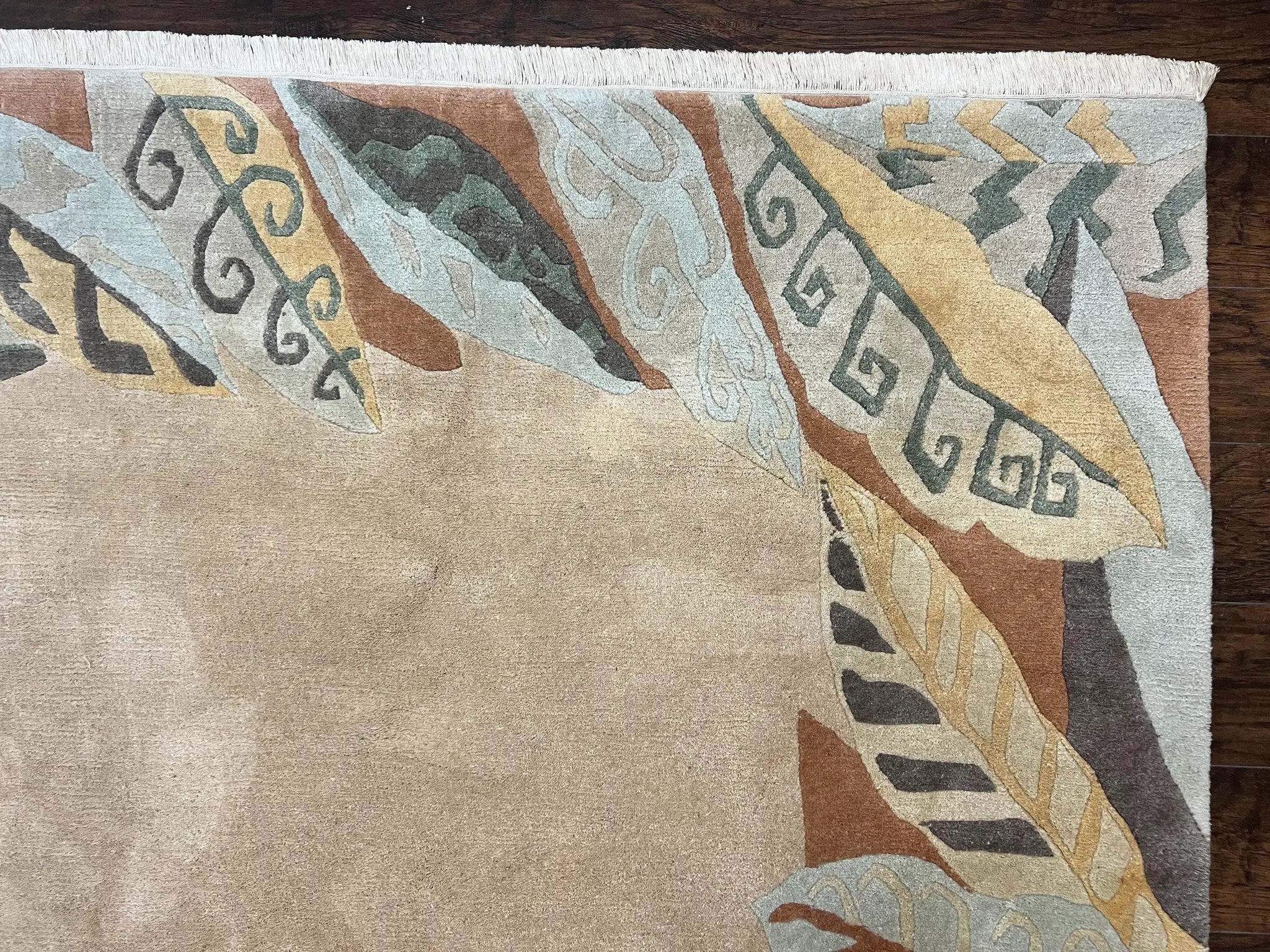 Modern Tibetan Rug 7x10, Soft Wool, Tufenkian Style Carpet, Tibet Nepali Rug, Open Field, Handmade Wool Rug by Jewel Rugs