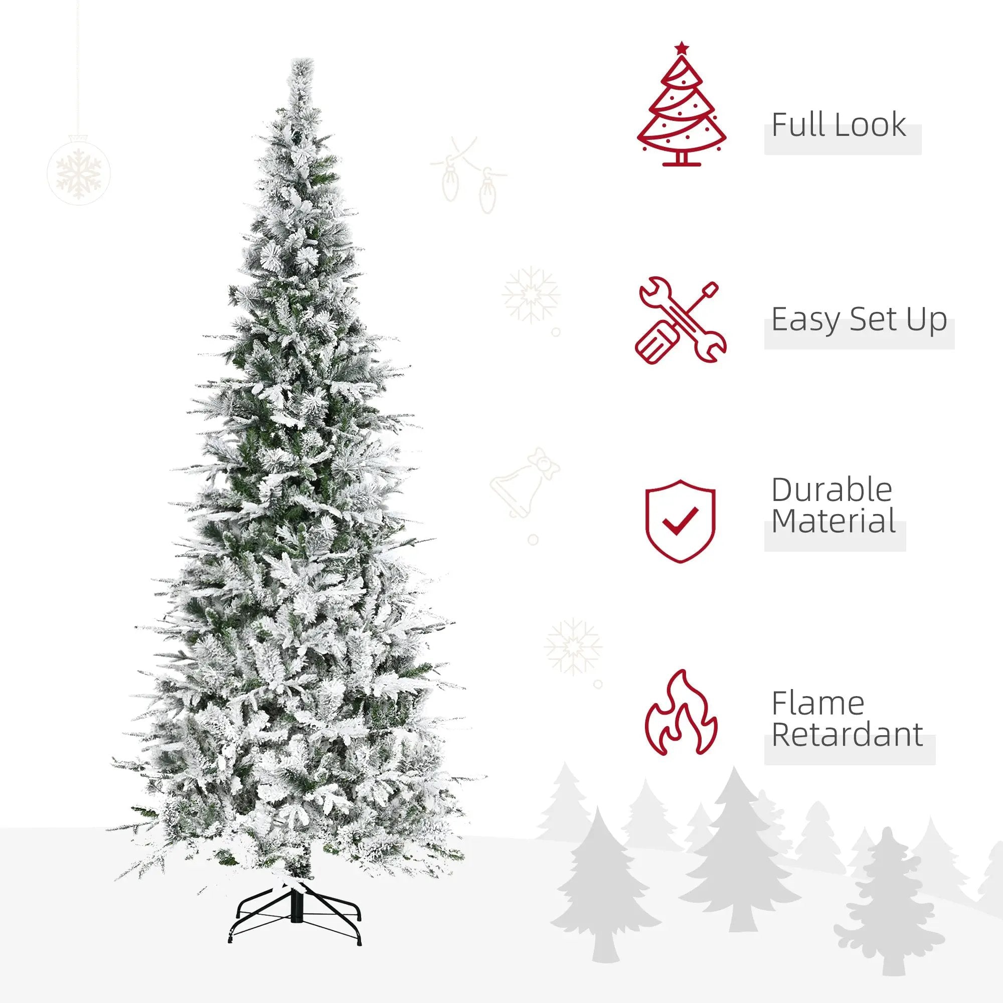 HOMCOM 9' Unlit Snow Flocked Pine Artificial Christmas Tree by HouseOfZazla
