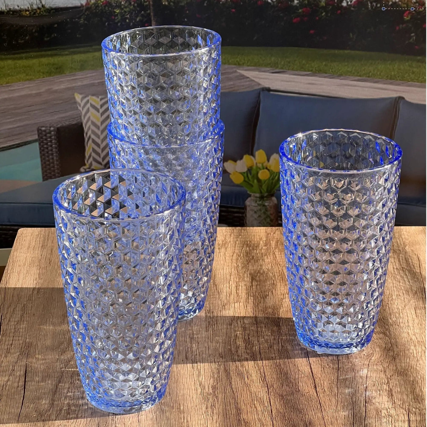 Leading Ware Diamond Cut Acrylic Drinking Glasses (Set of 4) by HouseOfZazla
