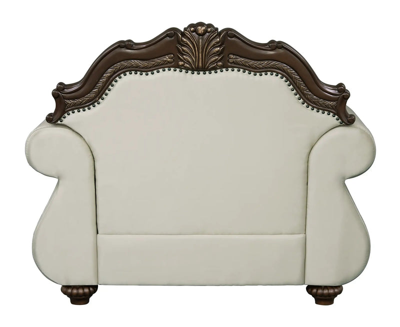 Pierce 2-Piece Traditional Living Room Set, Upholstered Loveseat and Accent Chair with Carved Wood Frame by HouseOfZazla