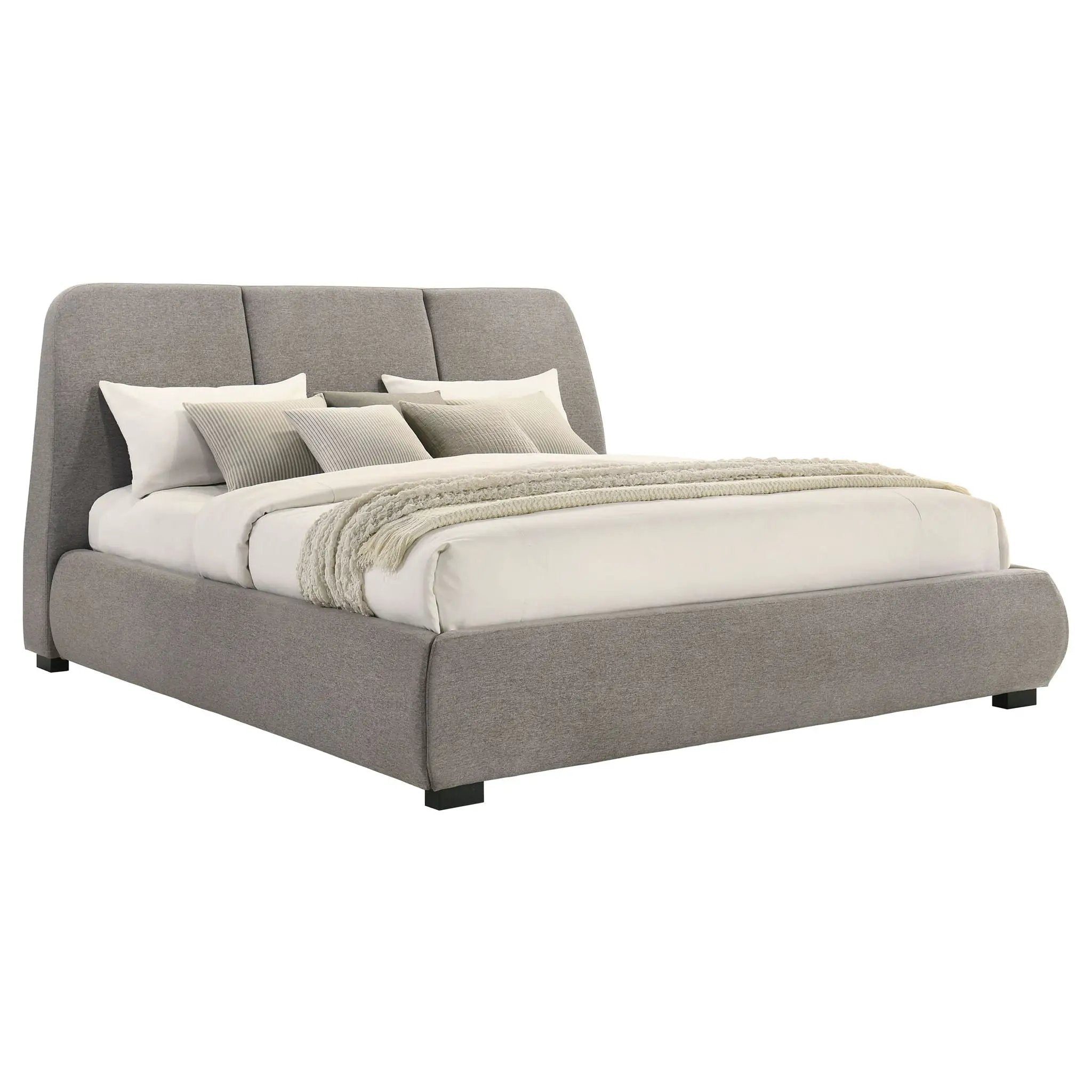 Mokena 46-inch Upholstered Eastern King Platform Bed Taupe by Unique Piece Furniture
