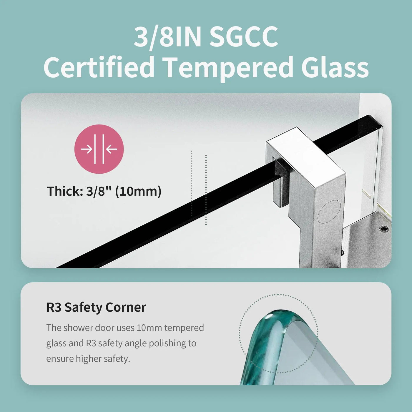 Frameless Sliding Shower Door With Soft- Close, 3 / 8" Tempered Glass by HouseOfZazla