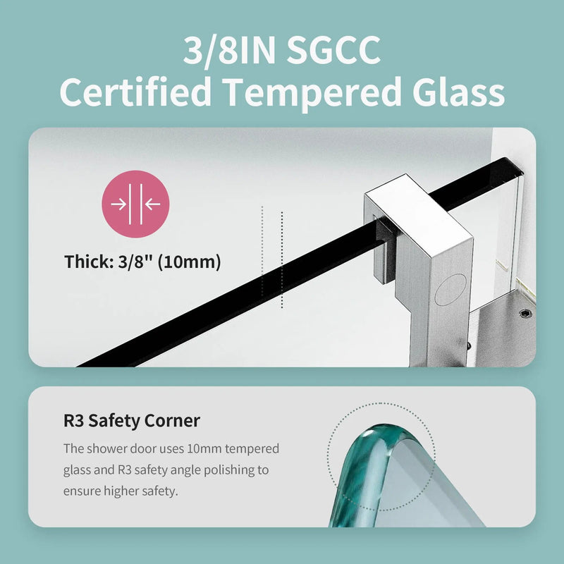 Frameless Sliding Shower Door With Soft- Close, 3 / 8" Tempered Glass by HouseOfZazla