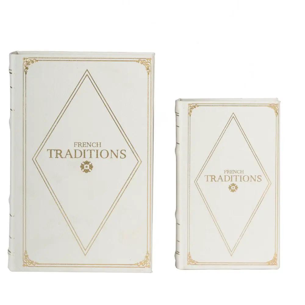 Book Boxes (Set of 2) - White / Gold by HouseOfZazla