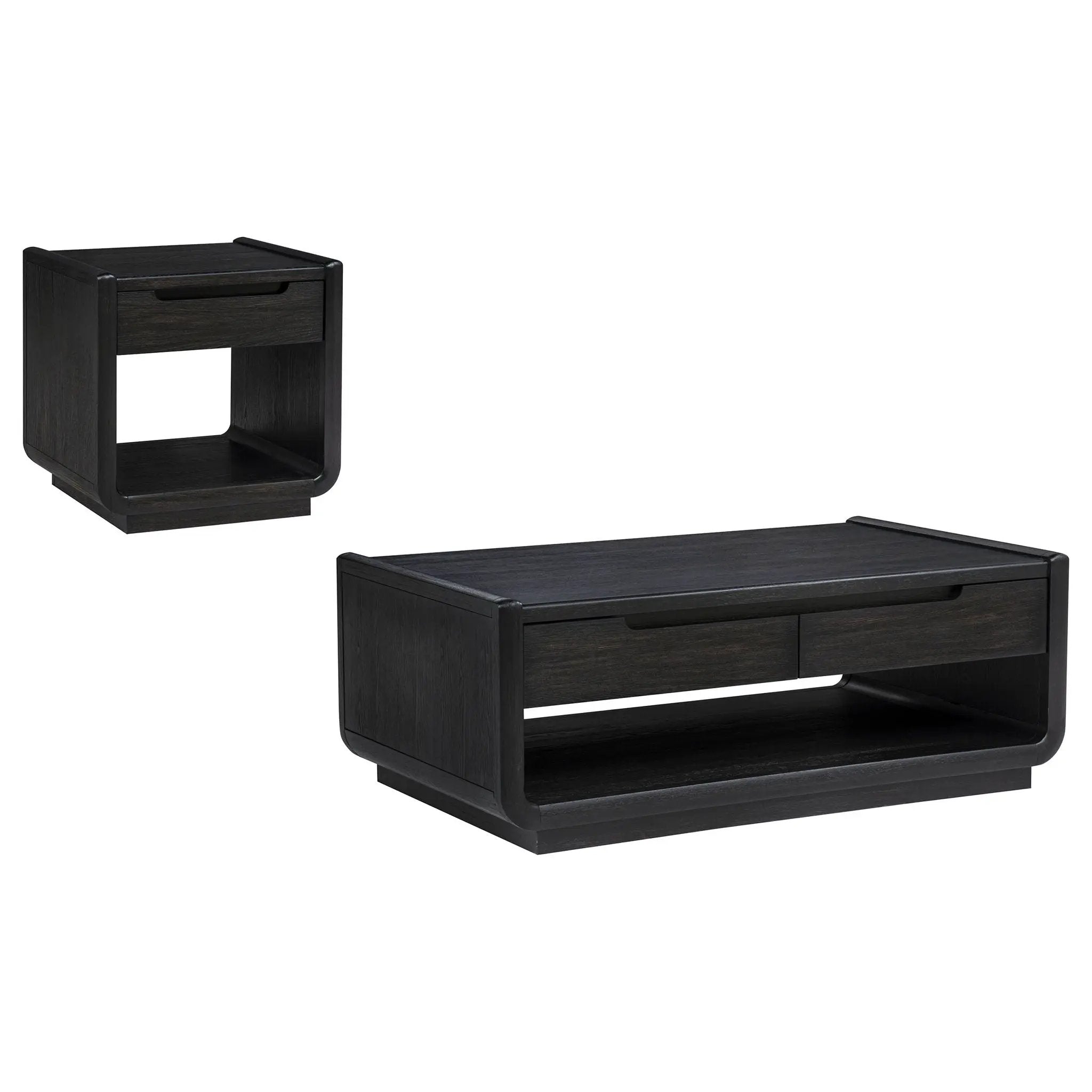Leandro 2-piece Wood Coffee and End Table Set Burnished Black by Unique Piece Furniture