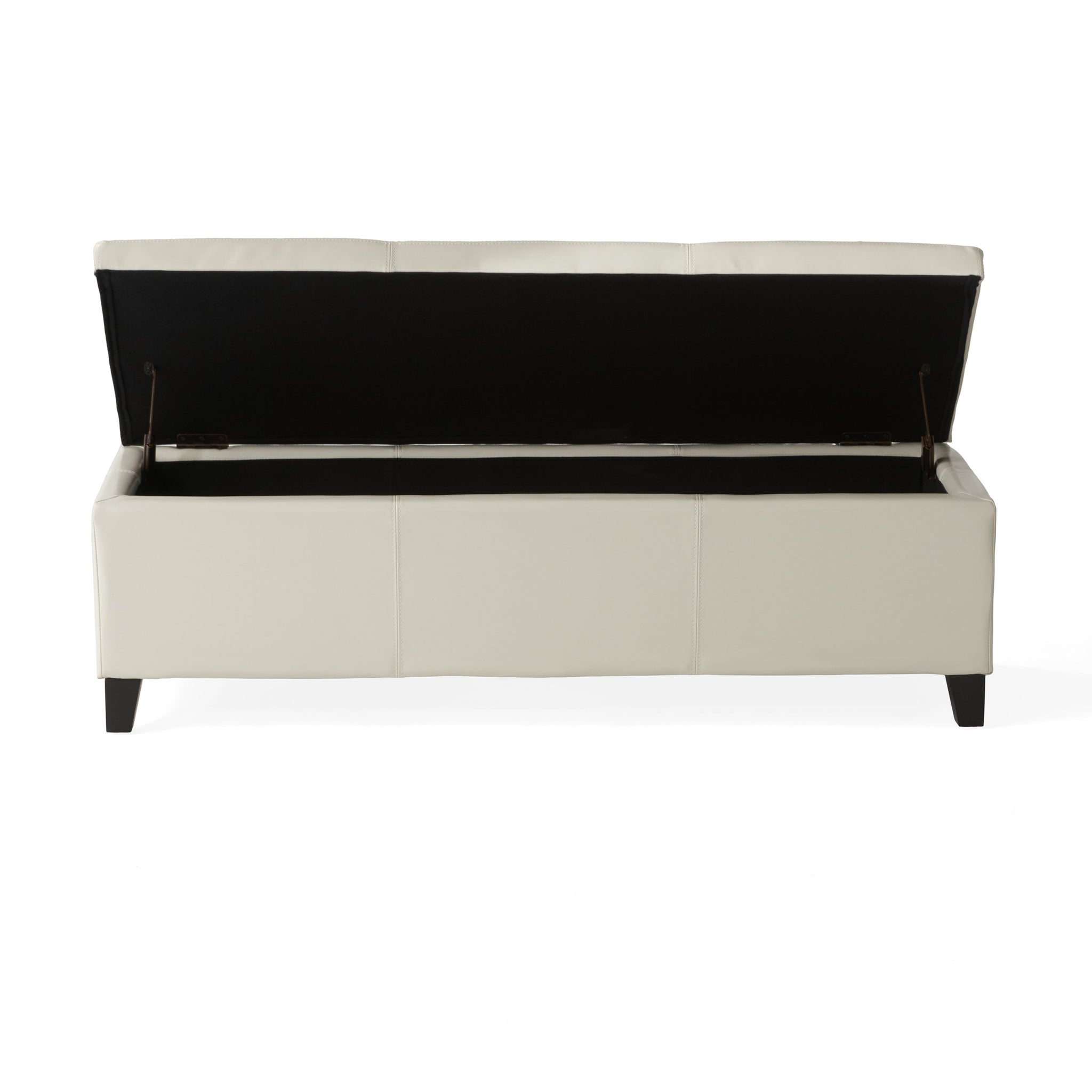 Upholstered PU Leather Storage Ottoman with Solid Wooden Legs by HouseOfZazla