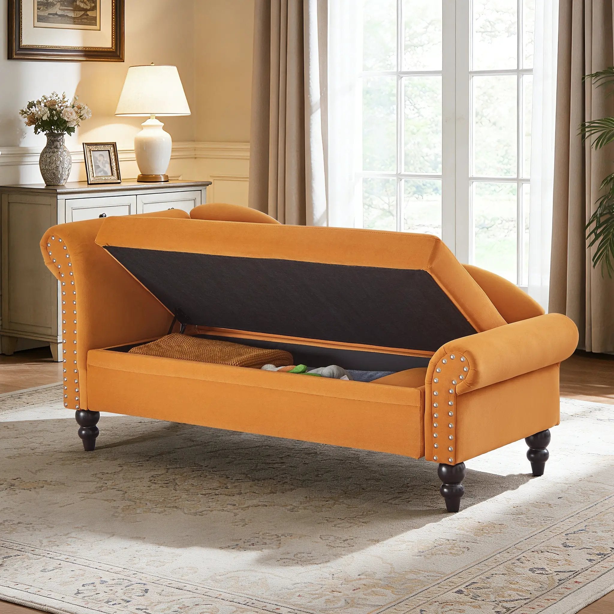64.5'' Modern Velvet Chaise Lounge by HouseOfZazla
