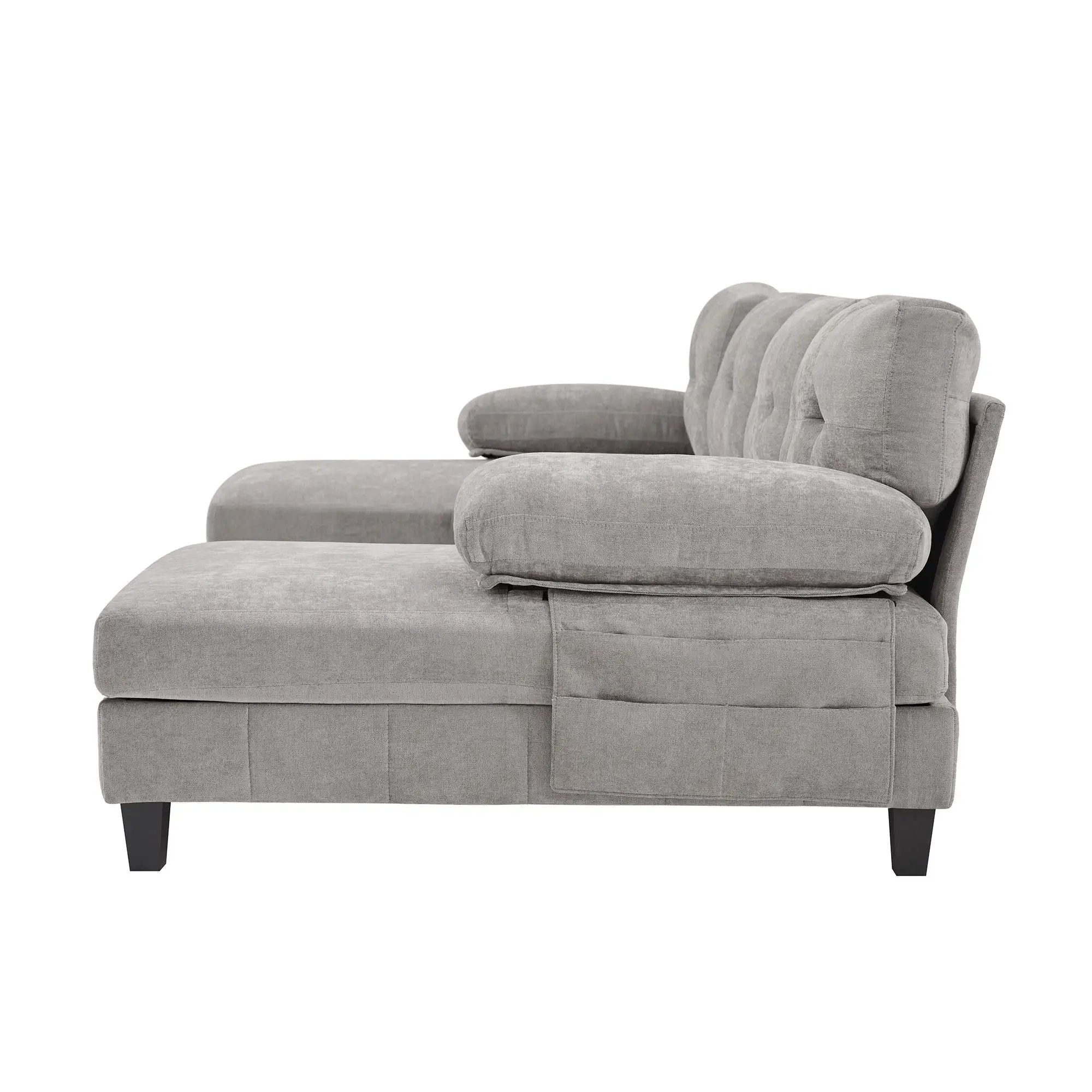 U-Shaped Sectional Sofa 103.5" Fabric Couch With Dual Chaise Lounges, Storage Pockets, Armrest Pillows by HouseOfZazla