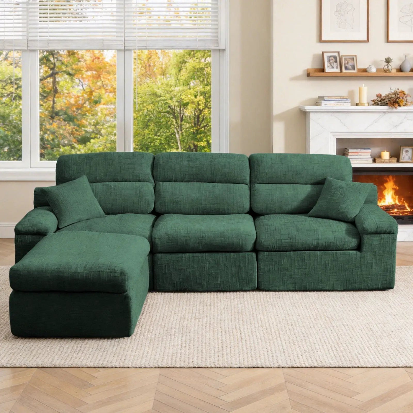 Corner Chaise Sofa With High Backrest by HouseOfZazla