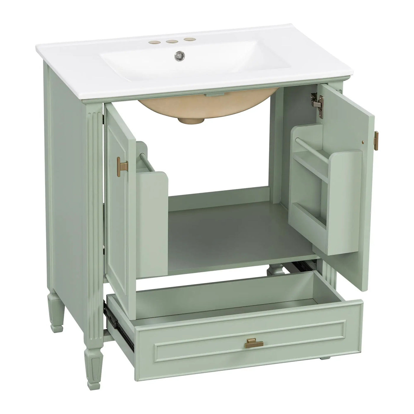 Freestanding Vanity With 1 Drawer & 2 Soft Close Doors With Door Mounted Storage by HouseOfZazla