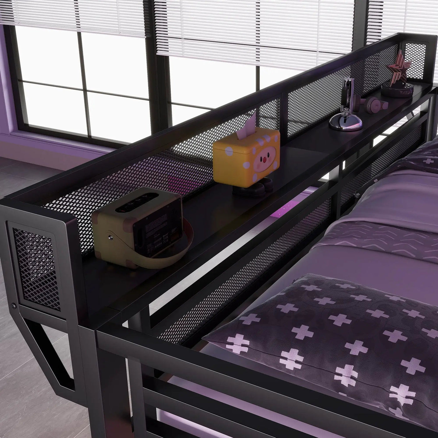 Loft Bed With Desk And Charging Station With Stairs And Light by HouseOfZazla