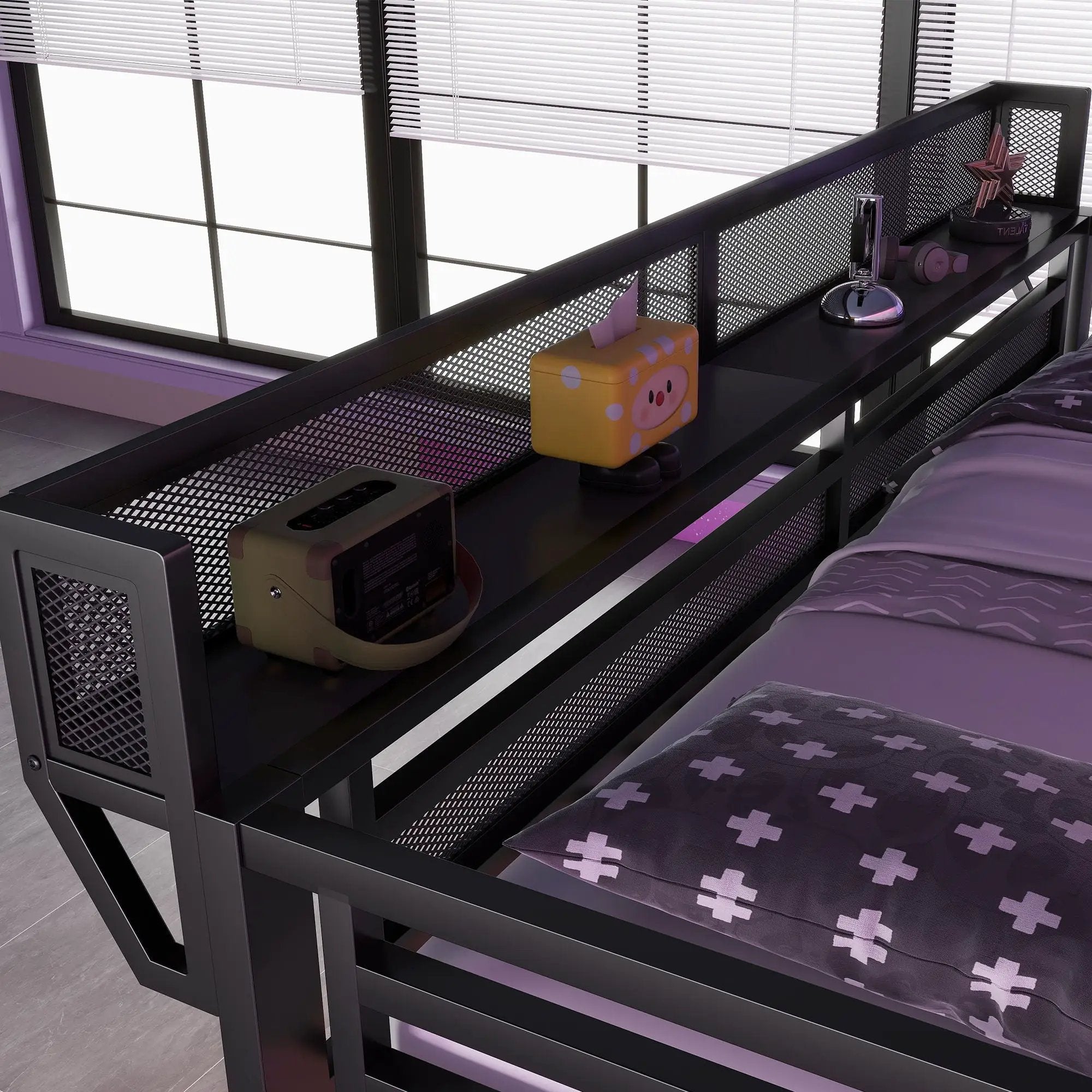 Loft Bed With Desk And Charging Station With Stairs And Light by HouseOfZazla