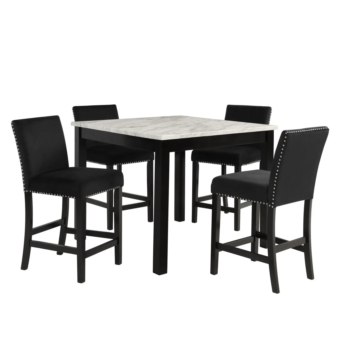 Modern 5 Piece Counter Height Dining Set With Tufted Nail Head Chairs by HouseOfZazla