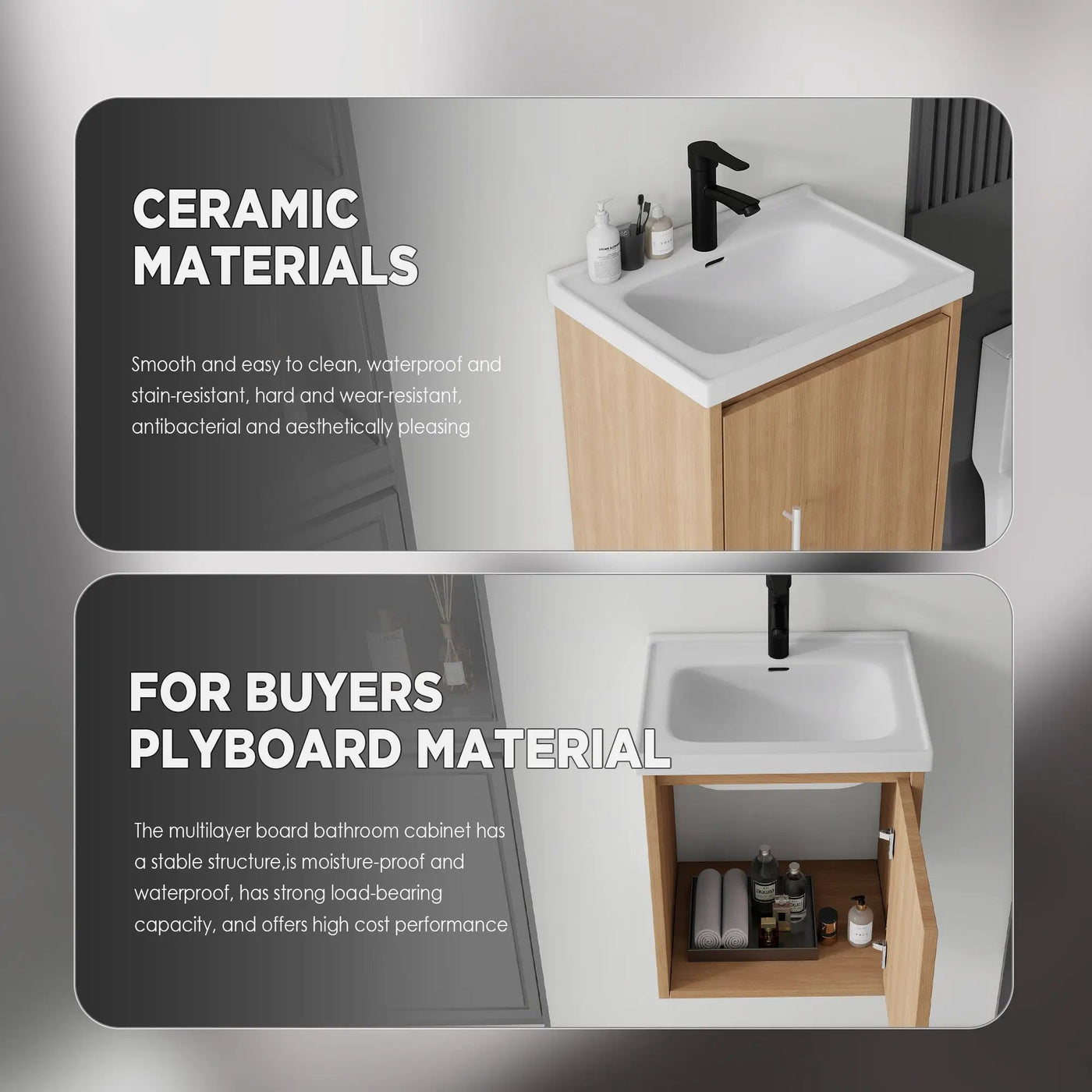 20 Inch Floating Bathroom Vanity with Sink, Soft-Close Door, Ceramic Sink, Plywood by HouseOfZazla
