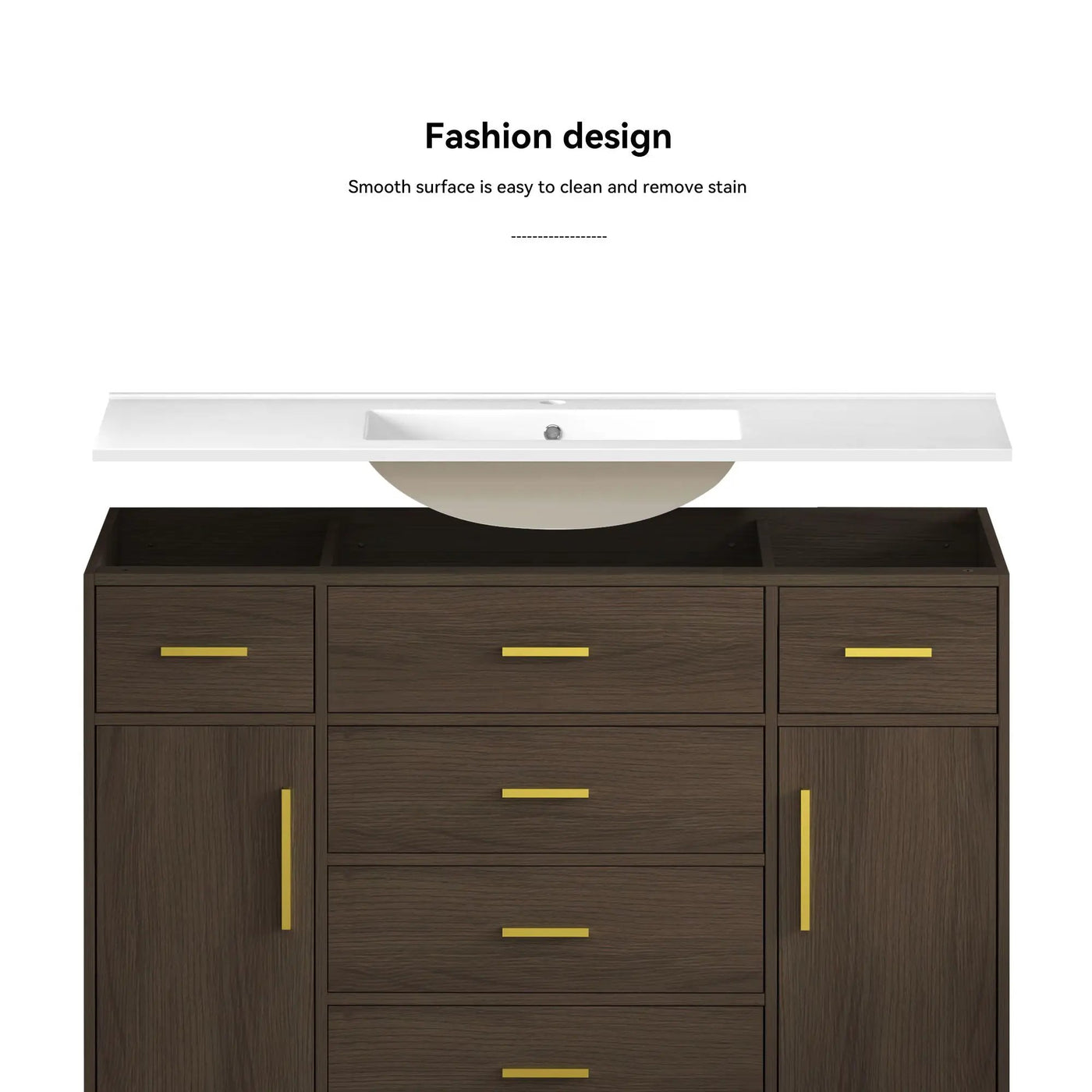 Bathroom Vanity With Abundant Storage 2 Soft Close Doors And 6 Drawers by HouseOfZazla