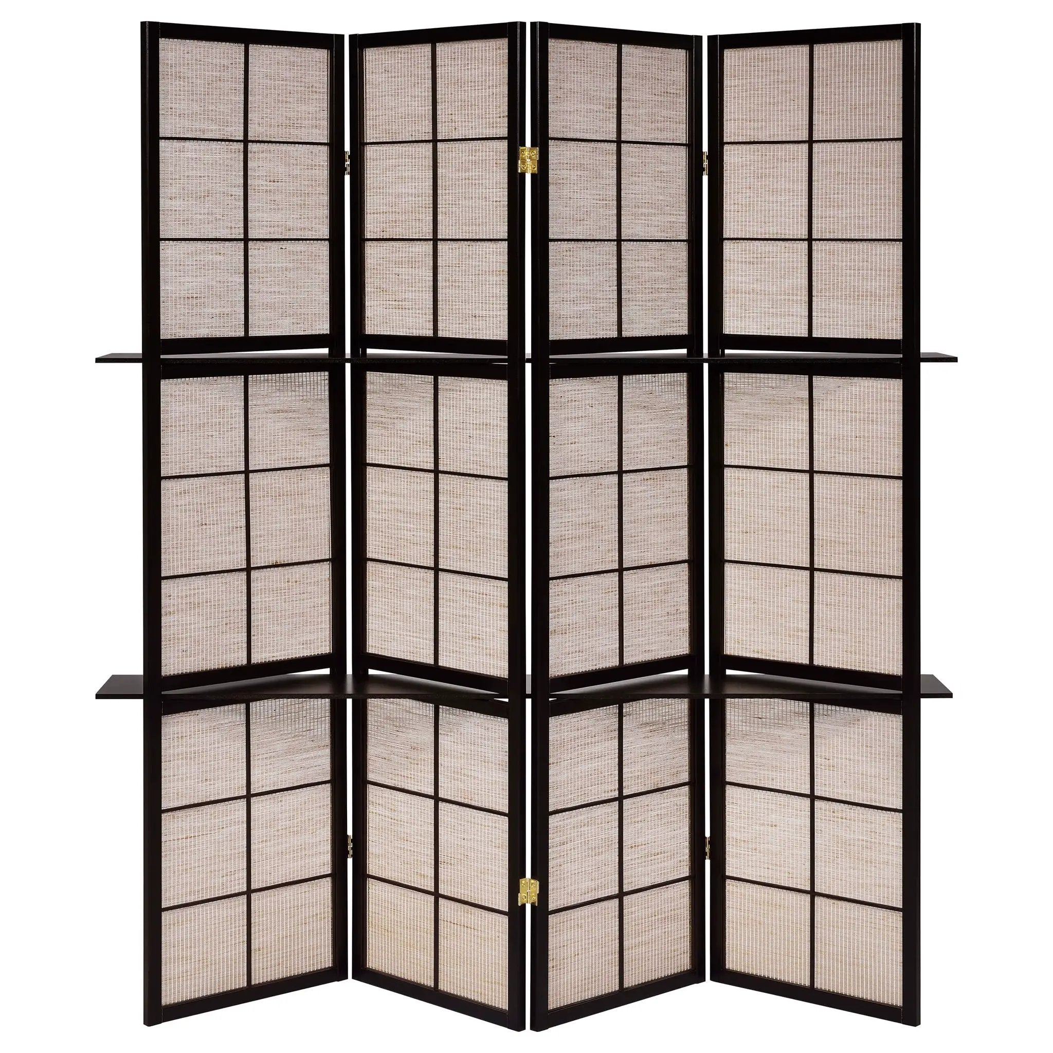 Iggy 4-Panel Room Divider Folding Shoji Screen Cappuccino by Unique Piece Furniture