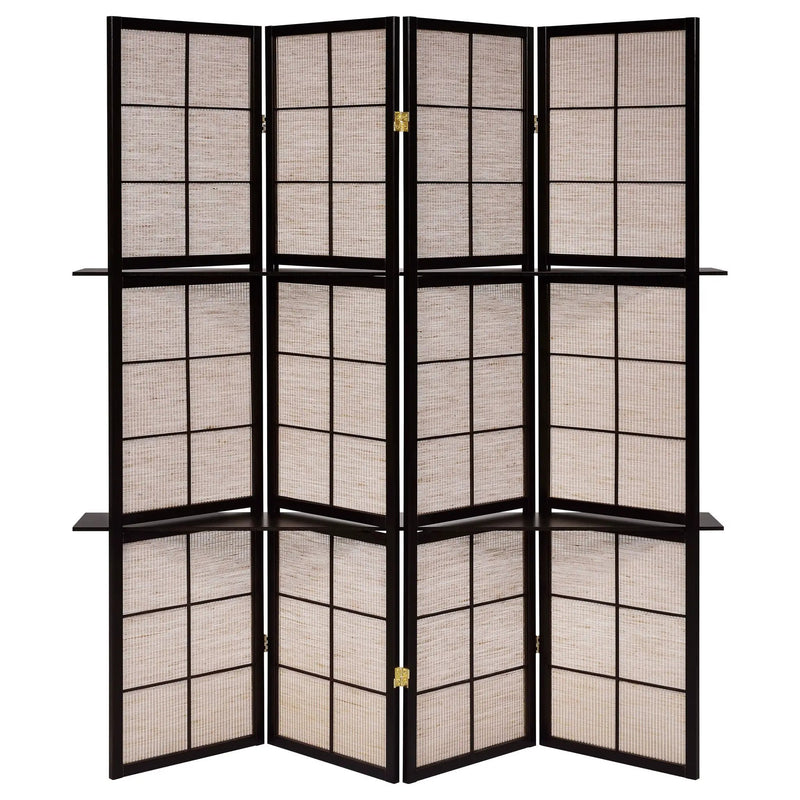 Iggy 4-Panel Room Divider Folding Shoji Screen Cappuccino by Unique Piece Furniture