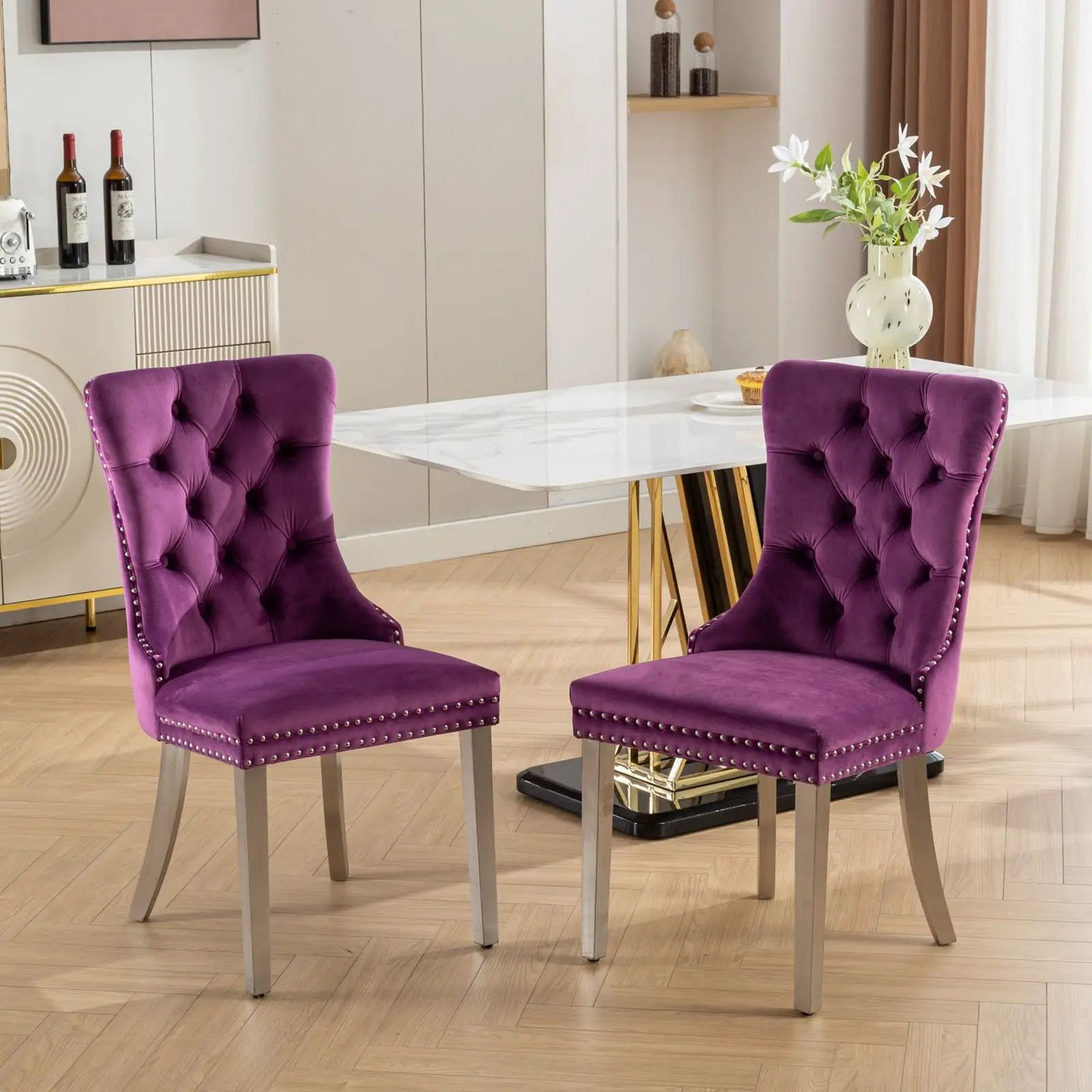 Nikki - Contemporary Upholstered Dining Chair (Set of 2) by HouseOfZazla