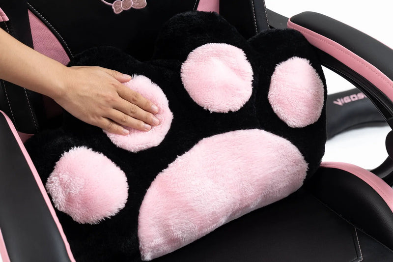 Cute Cat Gaming Chair with Paw Lumbar Cushion by HouseOfZazla