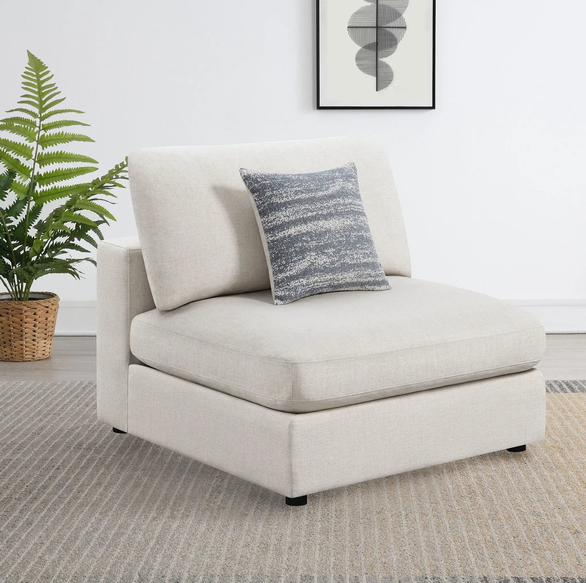Serene Upholstered Armless Chair Beige by Unique Piece Furniture