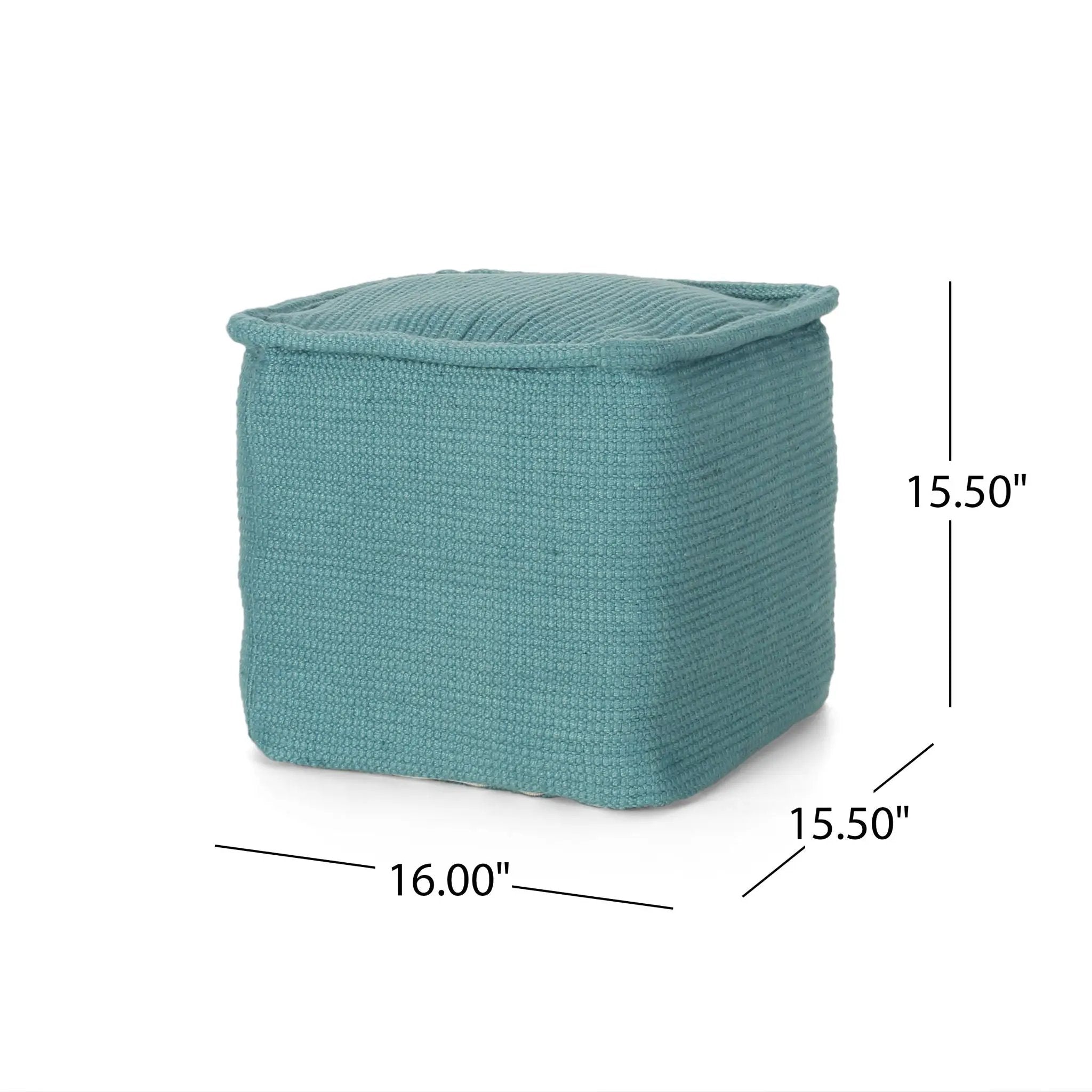 Hansolo - Yarn Square Pouf Ottoman Or Floor Cushion - Teal by Unique Piece Furniture
