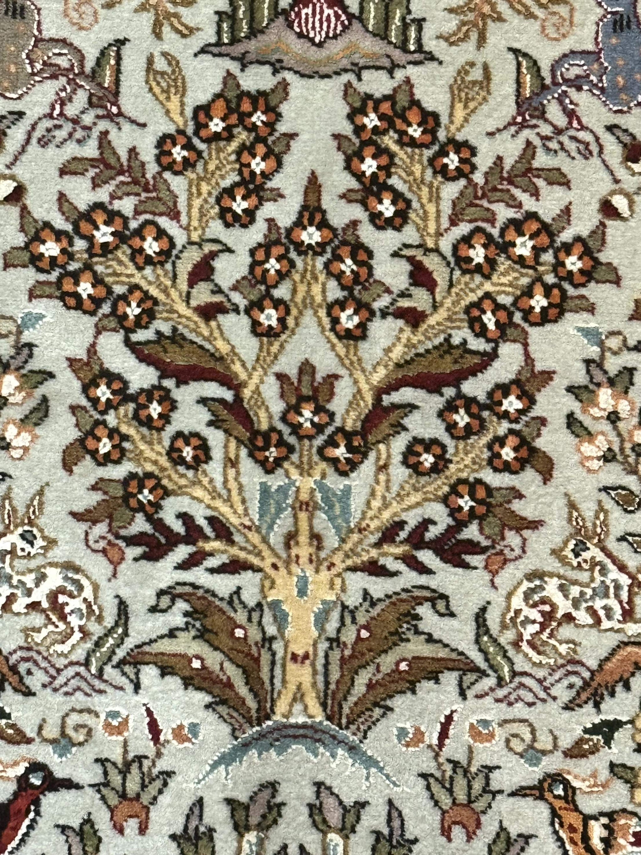 Wonderful Persian Tabriz Rug 3x5, Tree of Life, Animal Pictorials, Birds, Wool & Silk Highlights, Fine 330 KPSI by Jewel Rugs